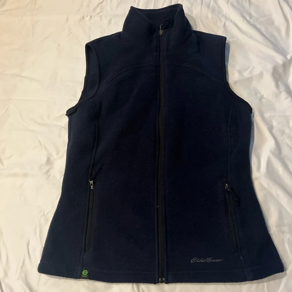 Eddie Bauer Blue Size Small Full Zip Up Sleeveless Fleece Vest Jacket B2-24-4